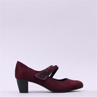 Jana Abura Cross Strap Block Heel Shoe - Bordo