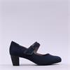 Jana Abura Cross Strap Block Heel Shoe - Navy Suede