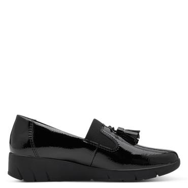 Jana Eloq Tassle Wedge Loafer - Black Patent