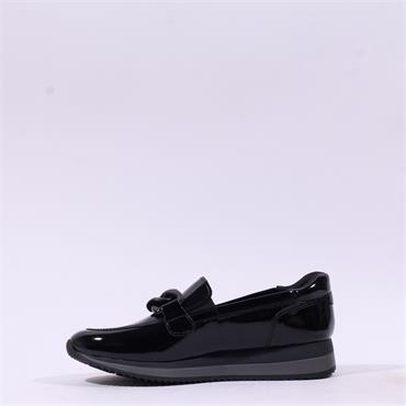 Jana Somon Loafer With Link Detail - Black Patent