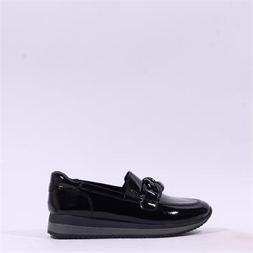 Jana Somon Loafer With Link Detail - Black Patent