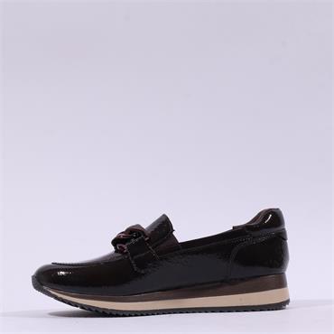 Jana Somon Loafer With Link Detail - MOCHA PATENT