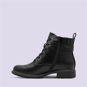 Jana Henrike Strap Detail Laced Boot - Black