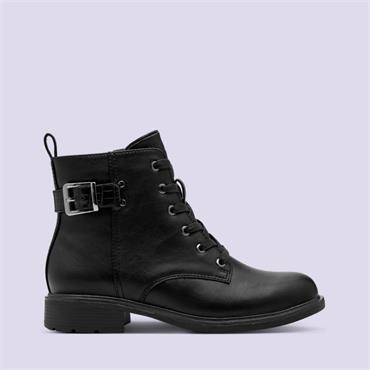 Jana Henrike Strap Detail Laced Boot - Black