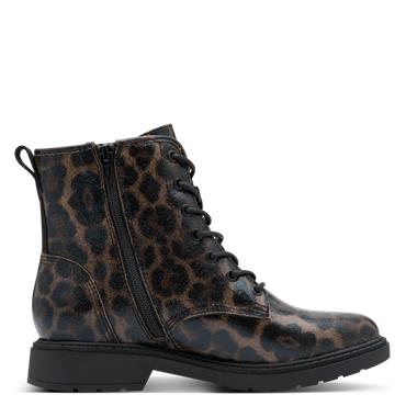Jana Nela Side Zip Laced Ankle Boot - Dark Leopard