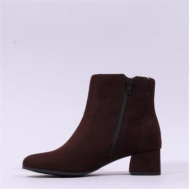 Jana Edin Side Zip Block Heel Ankle Boot - Mocca