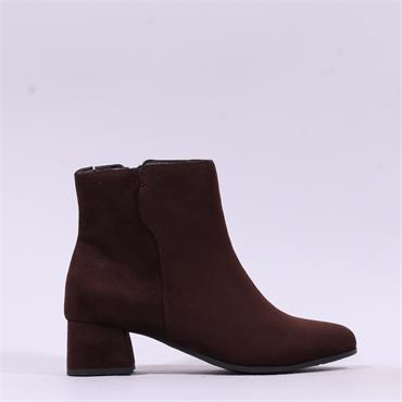 Jana Edin Side Zip Block Heel Ankle Boot - Mocca