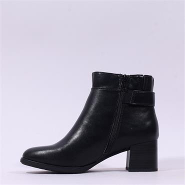 Jana Amadea Block Heel Buckle Ankle Boot - Black