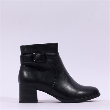 Jana Amadea Block Heel Buckle Ankle Boot - Black