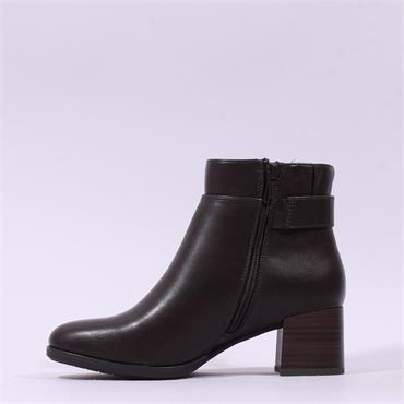 Jana Amadea Block Heel Buckle Ankle Boot - Mocca