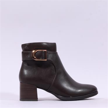 Jana Amadea Block Heel Buckle Ankle Boot - Mocca