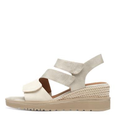 Jana Rito Velcro Strap Wedge Sandal - Beige Gold