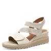 Jana Rito Velcro Strap Wedge Sandal - Beige Gold