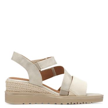 Jana Rito Velcro Strap Wedge Sandal - Beige Gold