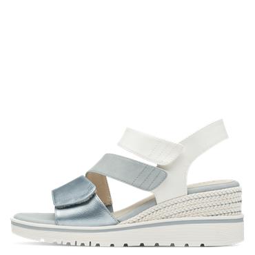 Jana Rito Velcro Strap Wedge Sandal - Denim Combi