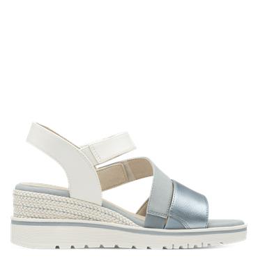 Jana Rito Velcro Strap Wedge Sandal - Denim Combi