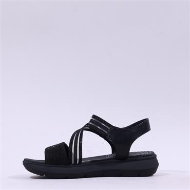 Jana Diana Strappy Sandal - Black Sparkle