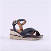 Jana Rito Cross Strap Weave Wedge Sandal - Navy