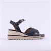 Jana Rito Cross Strap Weave Wedge Sandal - Navy