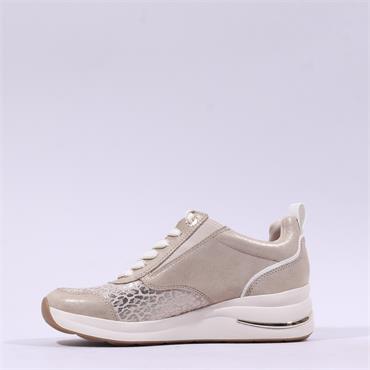 Tamaris Comfort Milana Wedge Trainer - Beige Sparkle