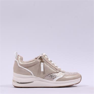Tamaris Comfort Milana Wedge Trainer - Beige Sparkle