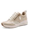 Tamaris Milana  Side Zip Wedge Trainer - Beige Combi