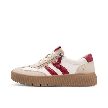 Tamaris Anne Platform Gumsole Trainer - Beige Red