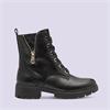Tamaris Samira Zip Detail Laced Boot - Black Gold Leather
