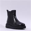 Tamaris Cora Low Wedge Boot Side Zip - Black Leather