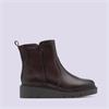 Tamaris Cora Low Wedge Boot Side Zip - Espresso Leather
