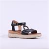 Tamaris Marisa T Bar Cork Wedge Sandal - Black Leather