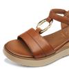 Tamaris Marisa T Bar Cork Wedge Sandal - Cognac Leather