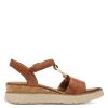 Tamaris Marisa T Bar Cork Wedge Sandal - Cognac Leather