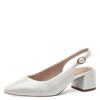 Tamaris Slingback Low Block Heel Shoe - Pearl