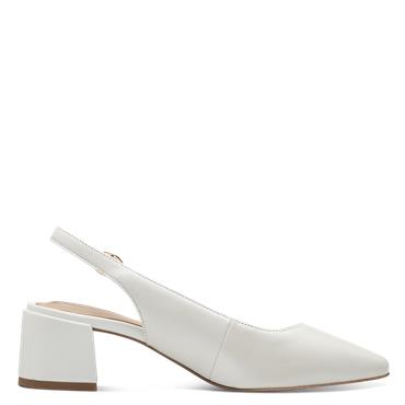 Tamaris Slingback Low Block Heel Shoe - Pearl