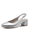 Tamaris Slingback Low Block Heel Shoe - Silver Leather