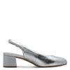 Tamaris Slingback Low Block Heel Shoe - Silver Leather