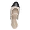 Tamaris Mewe Sling Back Block Heel Shoe - Cream Black Patent
