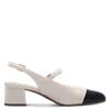 Tamaris Mewe Sling Back Block Heel Shoe - Cream Black Patent