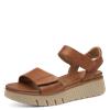 Tamaris Tessa Double Velcro Strap Sandal - Tan Leather