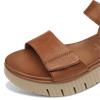 Tamaris Tessa Double Velcro Strap Sandal - Tan Leather