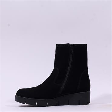 Gabor Entrust Wedge Ankle Boot Strap - Black Suede