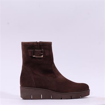 Gabor Entrust Wedge Ankle Boot Strap - Brown Suede