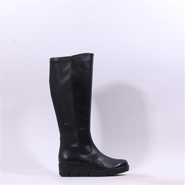 Gabor Envision Medium Calf Wedge Boot - Black Leather