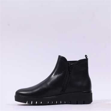 Gabor Dublin Low Wedge Gusset Boot - Black Leather