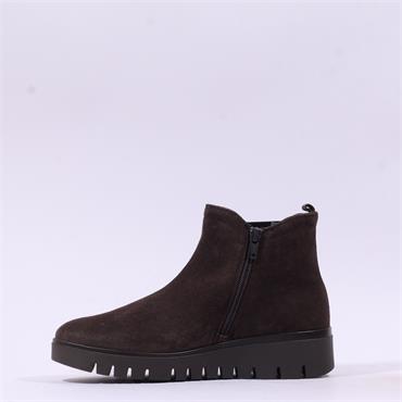Gabor Dublin Low Wedge Gusset Boot - Mocha Suede