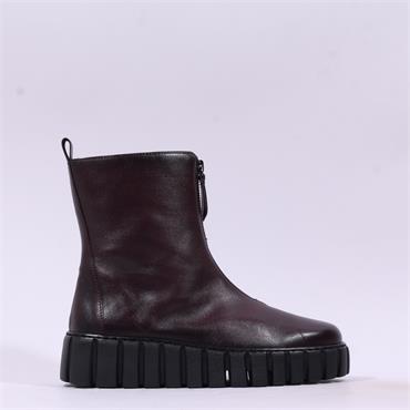 Gabor Shari Front Zip Wedge Ankle Boot - Bordeaux Leather
