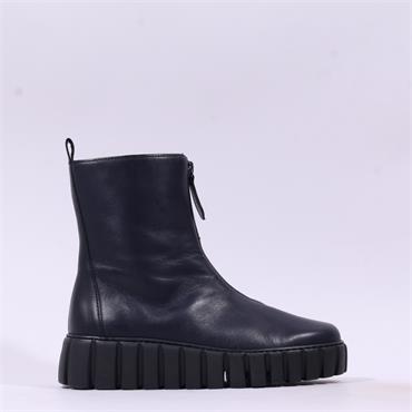Gabor Shari Front Zip Wedge Ankle Boot - Navy Leather