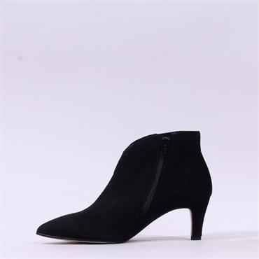 Gabor Terri Pointed V Cut Ankle Boot - Black Suede