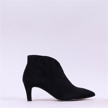 Gabor Terri Pointed V Cut Ankle Boot - Black Suede